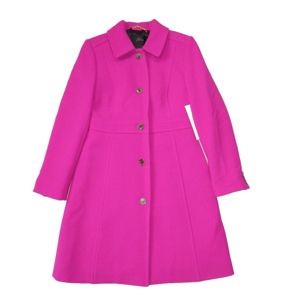 NWT J.Crew Classic Lady Day Coat in Vibrant Fuchsia Italian Doublecloth Wool 6P - Picture 2 of 6
